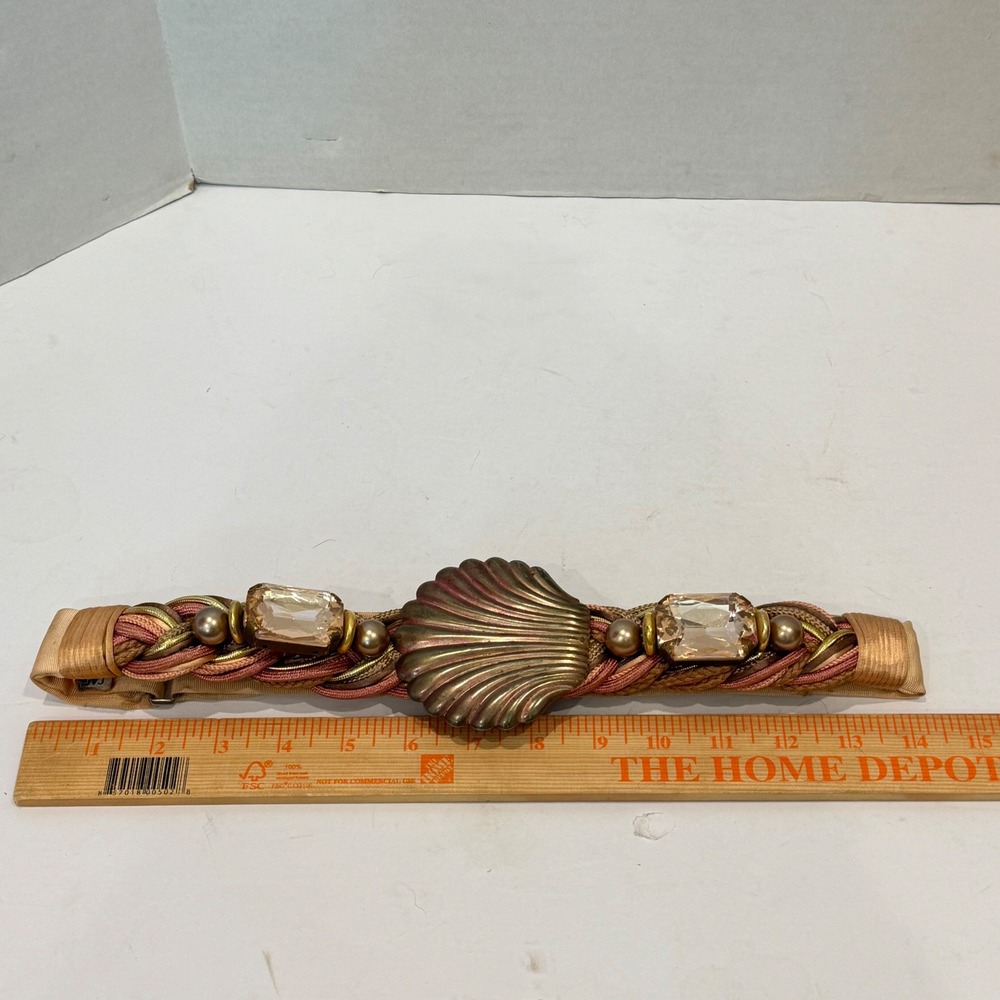 Carolyn Tanner Designs Braided Shell Belt Womens OS Gold Fair Vintage Stained - Picture 10 of 10